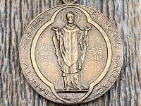 Bronze Latin St Martin of Tours Medal Pendant Necklace, French Antique Replica, Sanctus Martinus Turonensis Bishop of Tours, by Penin Lyon