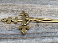 Antique Replica Small French Wall Crucifix, your choice of Antiqued Gold, Antiqued Pewter or Rust Brown, Rare 4 inch Crucifix from France