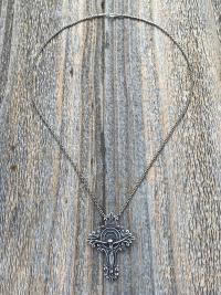 Sterling Silver Artisan Crucifix, Antique Replica, Crucifix Pendant Necklace, Large and Elegant Sterling Silver Crucifix, Bail on Backside