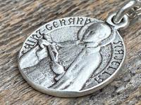 Silver St Gerard Majella Medal Pendant on Necklace, By French Artist Charl, Antique Replica Medallion, Saint of Expectant Mothers Fertility