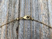 Antiqued Gold Miraculous Medal Pendant on Satellite Chain Necklace, French Antique Replica Medallion, Signed by French Artist Ferdinand PY