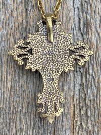 Antiqued Gold Artisan Crucifix, Antique Replica, Pendant on Necklace, Large and Elegant Radiant Crucifix, Bail on Backside, Jesus on Cross