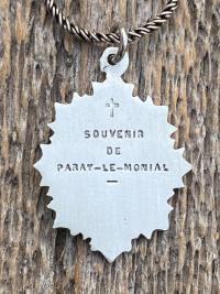 Petite French Sterling Silver Sacred Heart of Jesus Medal Pendant on Necklace, Antique Replica, Basilica of the Sacred Heart Paray-le-Monial