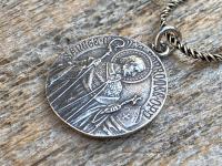 Sterling Silver St Charles Borromeo Medal and Necklace, By French Artist Tricard, Antique Replica, Patron Saint of Stomach Ailments Dieting