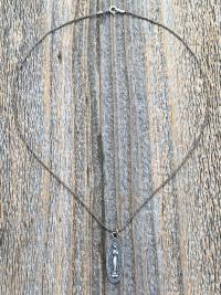 Sterling Silver Latin Miraculous Medal Pendant and Necklace, Antique Replica of French Miraculous Medallion, Elongated Oval Shaped Charm