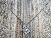 Sterling Silver St Anthony of Padua Medallion & Necklace, Antique Replica of Rare French Latin Medal, Two-Sided Pendant St Francis of Assisi