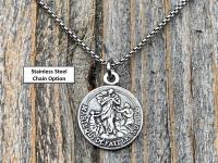 Sterling Silver Our Lady Untier of Knots Medallion on Necklace, Antique Replica of French Our Lady Undoer of Knots Marian Devotion Pendant