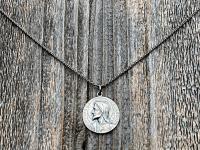 Sterling Silver Jesus Christ Medallion Pendant, French Antique Replica, Signed by Louis Tricard, Latin Christus Salvator - Christ the Savior