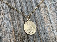 Gold St Michael Medallion Necklace, Antique Replica French Saint Michael the Archangel Pendant, Souvenir of Mont St Michel France by Penin