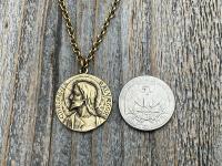 Antique Gold Jesus Christ Medallion Pendant, French Antique Replica, Signed by Louis Tricard, Latin Christus Salvator - Christ the Savior