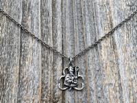 Antiqued Pewter Saint Patrick Shamrock Medal Pendant & Necklace, Antique Replica of Rare Medallion, Irish Catholic Unisex Silver Jewelry