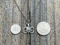 Silver Saint Patrick Shamrock Medal Pendant & Paperclip Chain, Antique Replica of Rare Medallion, Irish Unisex Necklace, St Patrick Jewelry