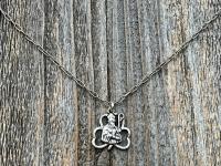 Silver Saint Patrick Shamrock Medal Pendant & Paperclip Chain, Antique Replica of Rare Medallion, Irish Unisex Necklace, St Patrick Jewelry