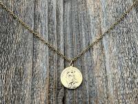 Gold Archangel Raphael & St Christopher Gold Medallion Necklace, Antique Replica Protection 2-sided Medal, Saint Healing, Saint Safe Travels