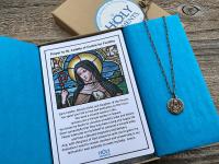 Fertility Saint Colette of Corbie Small Bronze Antique Replica Medal and Necklace, By French Artists Penin & Karo, 2-sided Medallion Charm