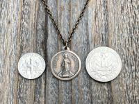 Bronze St. Dymphna Medal, Saint Dymphna Pendant, St Dymphna Necklace, Antique Replica, Patron Saint of Anxiety, Saint of Mental Illness