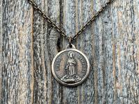 Bronze St. Dymphna Medal, Saint Dymphna Pendant, St Dymphna Necklace, Antique Replica, Patron Saint of Anxiety, Saint of Mental Illness