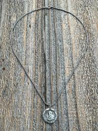 Sterling Silver Saint Padre Pio Antique Replica Medal Pendant Necklace, Saint Pius of Pietrelcina Medallion, Pray Hope and Don't Worry
