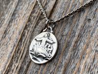 Sterling Silver Jesus Calms the Storm Medallion Necklace, Antique Replica of One of a Kind Pendant, Hand Engraved "My Jesus Calm the Storm"