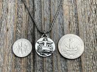 Sterling Silver Jesus Calms the Storm Medallion Necklace, Antique Replica of One of a Kind Pendant, Hand Engraved "My Jesus Calm the Storm"