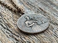Bronze St Gerard Majella & Our Lady of Perpetual Help Medallion Necklace, Antique Replica, Saint of Expectant Mothers, Saint of Fertility