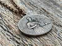 Bronze St Gerard Majella & Our Lady of Perpetual Help Medallion Necklace, Antique Replica, Saint of Expectant Mothers, Saint of Fertility