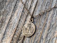 Bronze Our Lady Untier of Knots Medallion on Necklace, Antique Replica of French Our Lady Undoer of Knots Marian Devotion Pendant