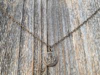 Bronze Our Lady Untier of Knots Medallion on Necklace, Antique Replica of French Our Lady Undoer of Knots Marian Devotion Pendant