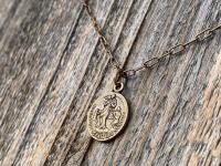 Bronze Our Lady Untier of Knots Medallion on Necklace, Antique Replica of French Our Lady Undoer of Knots Marian Devotion Pendant