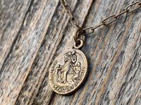 Bronze Our Lady Untier of Knots Medallion on Necklace, Antique Replica of French Our Lady Undoer of Knots Marian Devotion Pendant