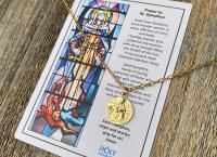 Gold St. Dymphna Medal, Antique Replica Saint Dymphna Pendant Necklace, Patron Saint of Anxiety, Saint of Mental Illness, Saint of Dementia