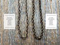 Oxidized SOLID Brass Necklace, Solid Antiqued Brass 2.7mm Rolo Chain or 2x3mm Cable Chain, Custom Any Length Necklace with Lobster Clasp