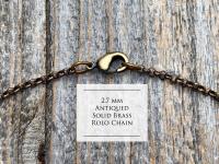 Oxidized SOLID Brass Necklace, Solid Antiqued Brass 2.7mm Rolo Chain or 2x3mm Cable Chain, Custom Any Length Necklace with Lobster Clasp