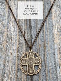 Oxidized SOLID Brass Necklace, Solid Antiqued Brass 2.7mm Rolo Chain or 2x3mm Cable Chain, Custom Any Length Necklace with Lobster Clasp