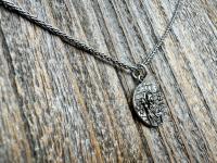 Sterling Silver St Paraskeva (St. Paraskeve) Medallion, Small Round Antique Replica, Orthodox Saint Paraskevi Pendant