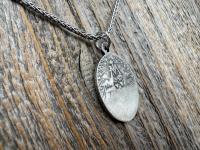 Sterling Silver Oval French Miraculous Medal Pendant, Antique Replica of Rare Adolph Penin Signed Miraculous Medallion from France, Antiqued