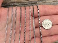 Oxidized .925 Sterling Silver Chain Necklace - Various Styles or Types, Thickness and Length Options - Wheat, Box, Cable, or Foxtail Chains