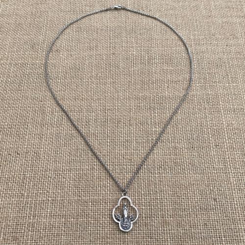 Sterling Silver Our Lady of Lourdes Pendant, Antique Replica Medal, Necklace, Immaculate Conception, Notre Dame, St Bernadette French France