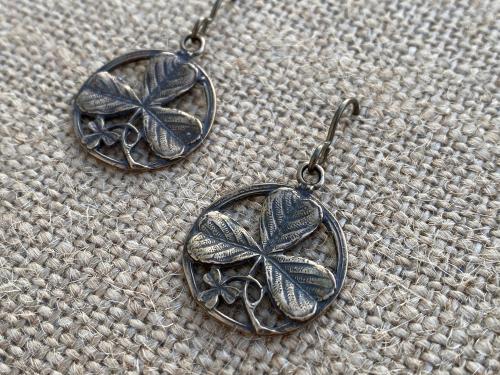 Bronze Shamrock Earrings, St Patrick Doctrine of Trinity Earrings, Antique Replicas, Shamrocks on French Hooks, Irish Celtic Earrings