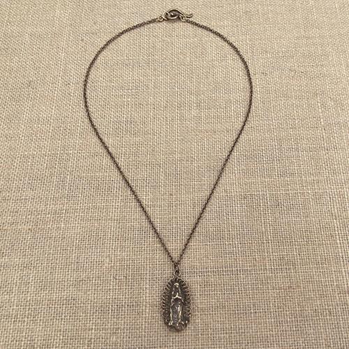 Bronze Antique Replica Our Lady of Guadalupe Pendant Necklace, Nuestra Señora de Guadalupe Necklace, Virgin of Guadalupe Medal, Virgin Mary