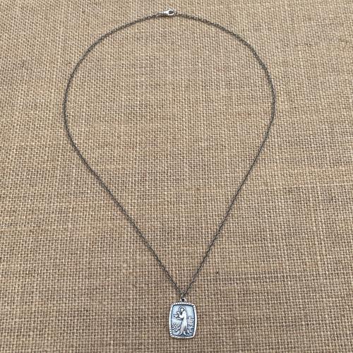 St. Francis of Assisi Sterling Silver Blessing Prayer Medal Pendant Necklace, Saint Catholic Italian, Antique Replica, Lord Bless You Keep