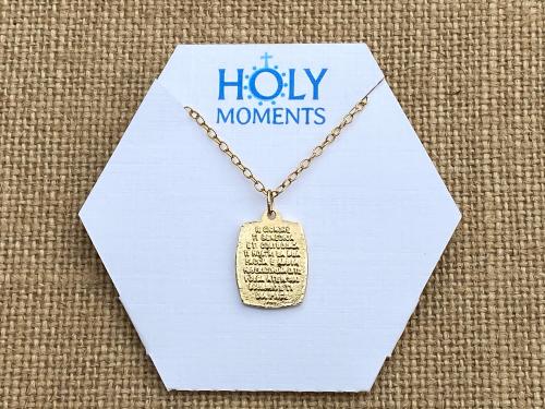 St. Francis of Assisi Gold Blessing Prayer Medal Pendant Necklace, Saint Catholic Italian, Antique Replica, May Lord Bless You and Keep You