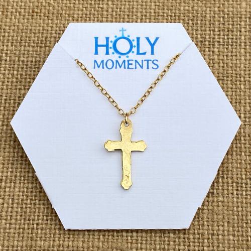 Gold Antique Replica Petite Crucifix and Cable Chain Necklace, Gold Cross Pendant, First Communion Gift, Confirmation Gift, Christening Gift