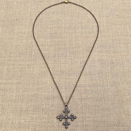 Bronze Old Coptic Trinity Form Cross Pendant Necklace, Antique Replica 19th Century, Christian Cross Pendant, Bronze Coptic Cross Necklace