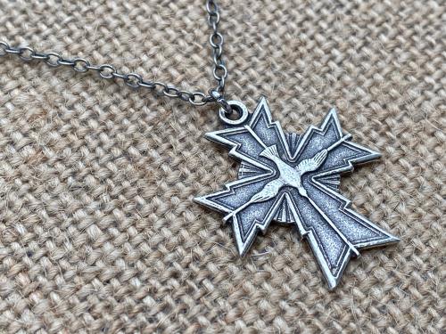 Sterling Silver Holy Spirit Cross Medal Necklace, Antique Replica, Holy Spirit Dove, Holy Ghost Pendant, Antique Replica, Cross Necklace