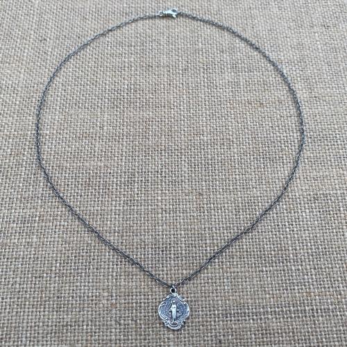Sterling Silver Small Miraculous Medal, Antique Replica, Pendant Necklace, Blessed Virgin Mary, Our Lady of Lourdes, Our Lady Miracle, MM3
