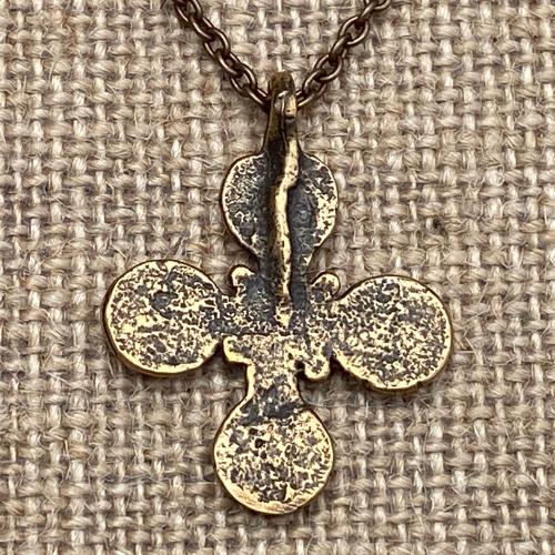 Bronze Five Wounds of Christ, Stigmata Cross Pendant Necklace, 15th Century Antique Replica Cross, Antiquity, Five Holy Wounds, 5 Wounds of