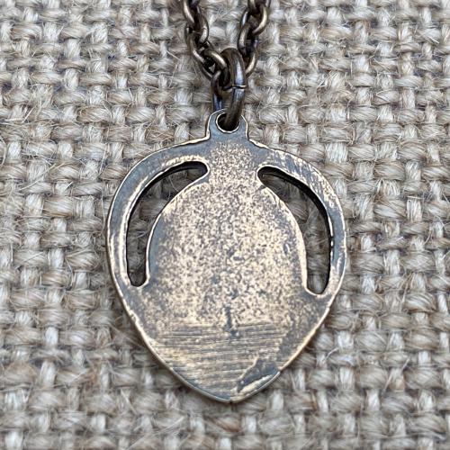 Bronze Our Lady of Guadalupe Medal Pendant Necklace, Antique Replica from Mexico, Heart Pendant, Blessed Virgin Mary, Virgin of Guadalupe