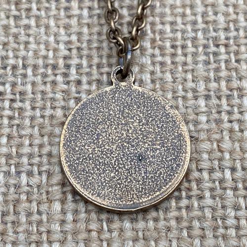 Bronze Dove Holy Spirit Medal Pendant Necklace, Antique Replica, Come Holy Ghost Pendant, Sacred Heart of Jesus, Veni Sancte Spiritus VSS-1