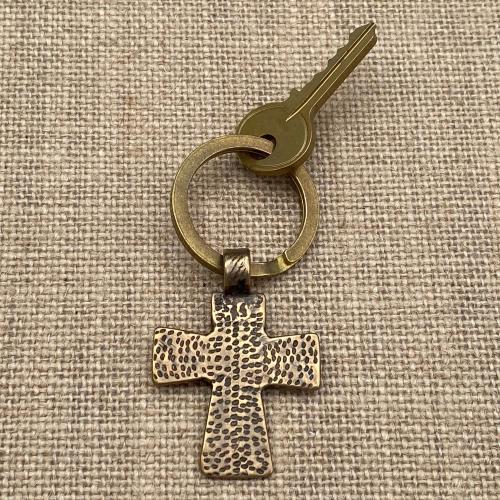 Bronze Coptic Cross Key Ring, Keyring, Antique Replica, Keyring with Cross Charm, Christian Unisex Key Ring, High Quality Cross Keyring Gift
